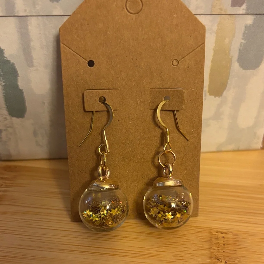 Gold‎ Glitter Globe Earrings
